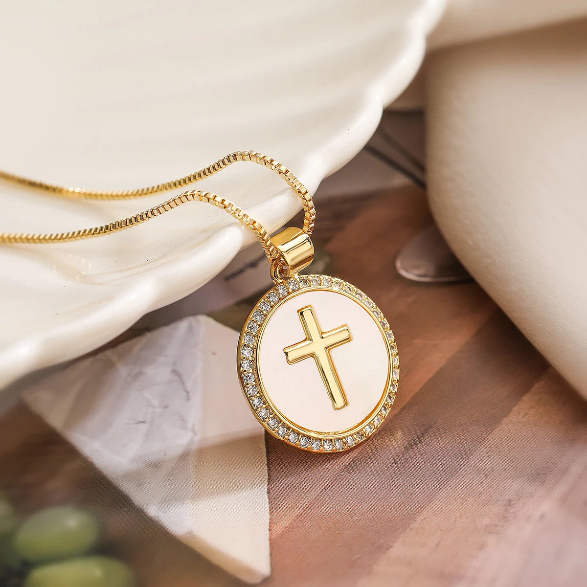 Fashion Gold Color Round Cross